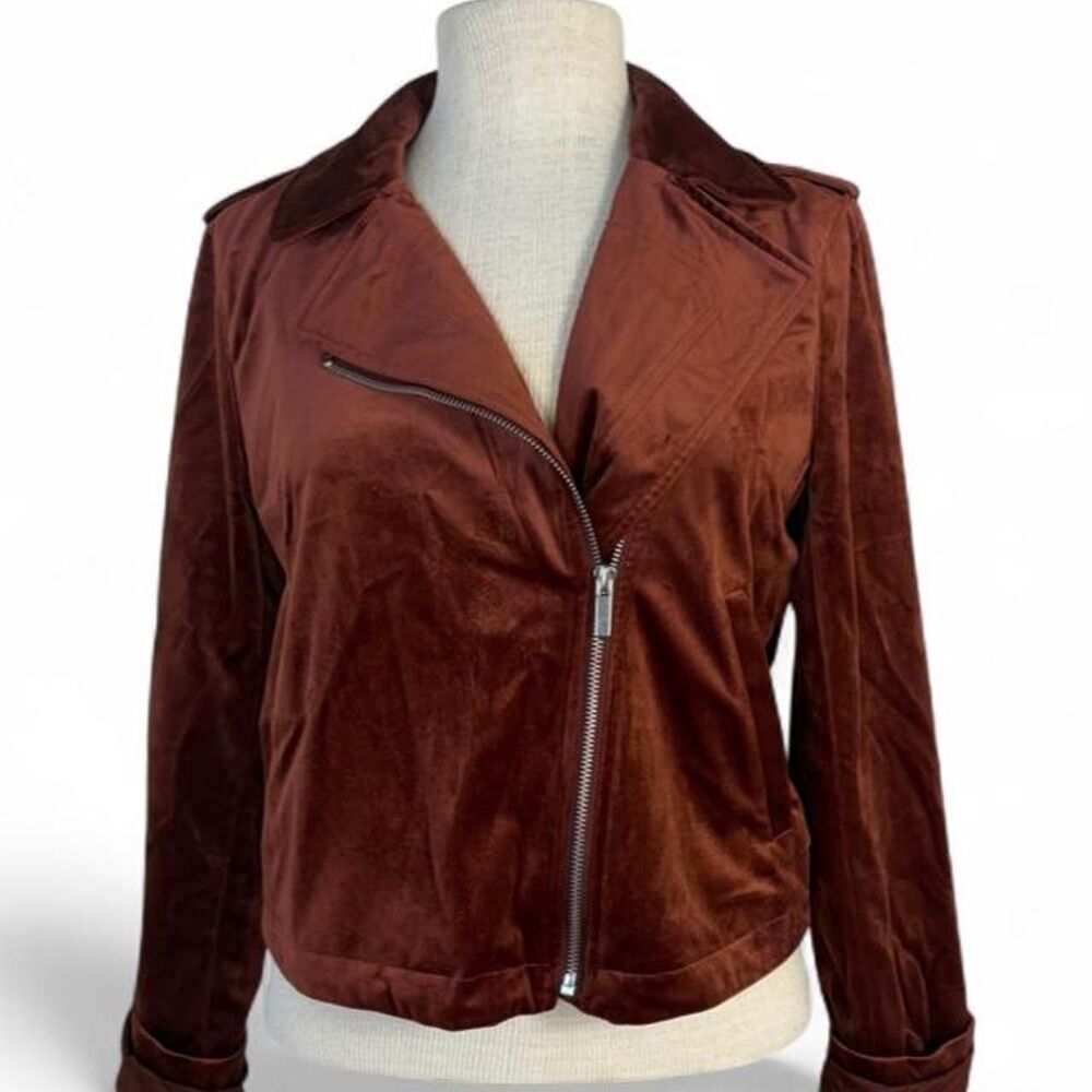 Lauren Conrad Velvet Cropped biker Moto Jacket